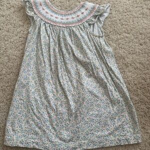 Petit Bebe Floral Sleeveless Bishop Dress with Embroidered Neckline